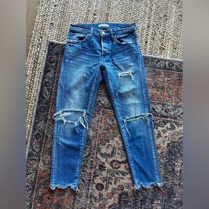 Moussy Vintage distressed cropped straight leg jean | Size 25